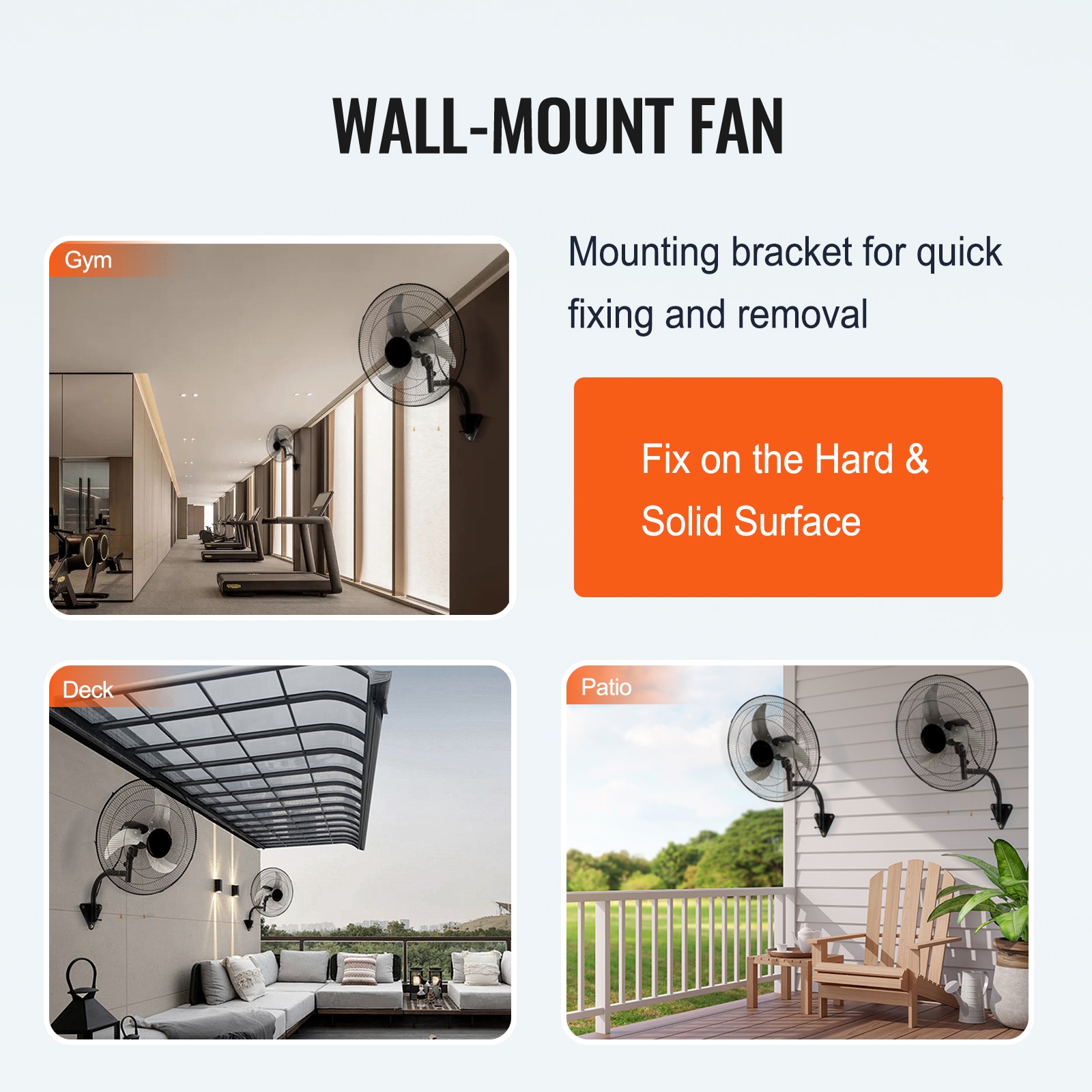 Industrial Wall Mounted Oscillating Fan High Velocity Black_voghion.com